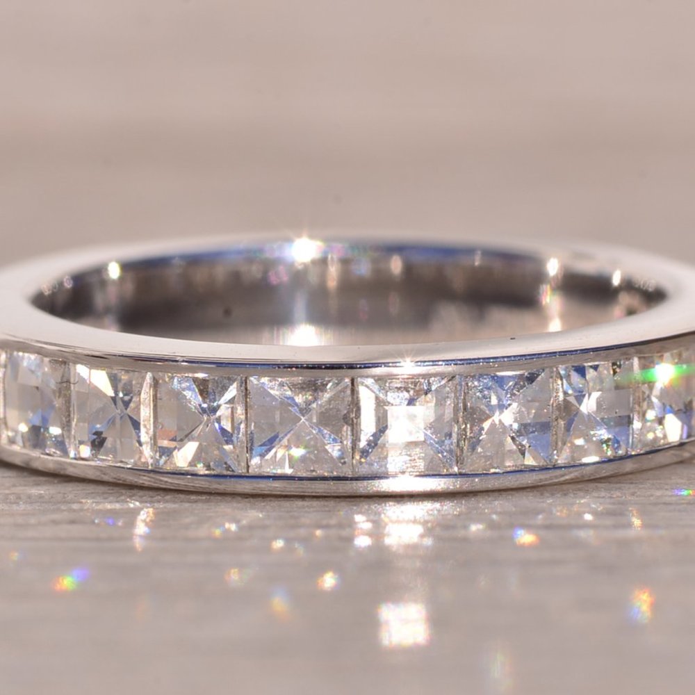 Designer Signed Blaze Cut Natural Diamond Band in White Gold - Picture 5 of 10
